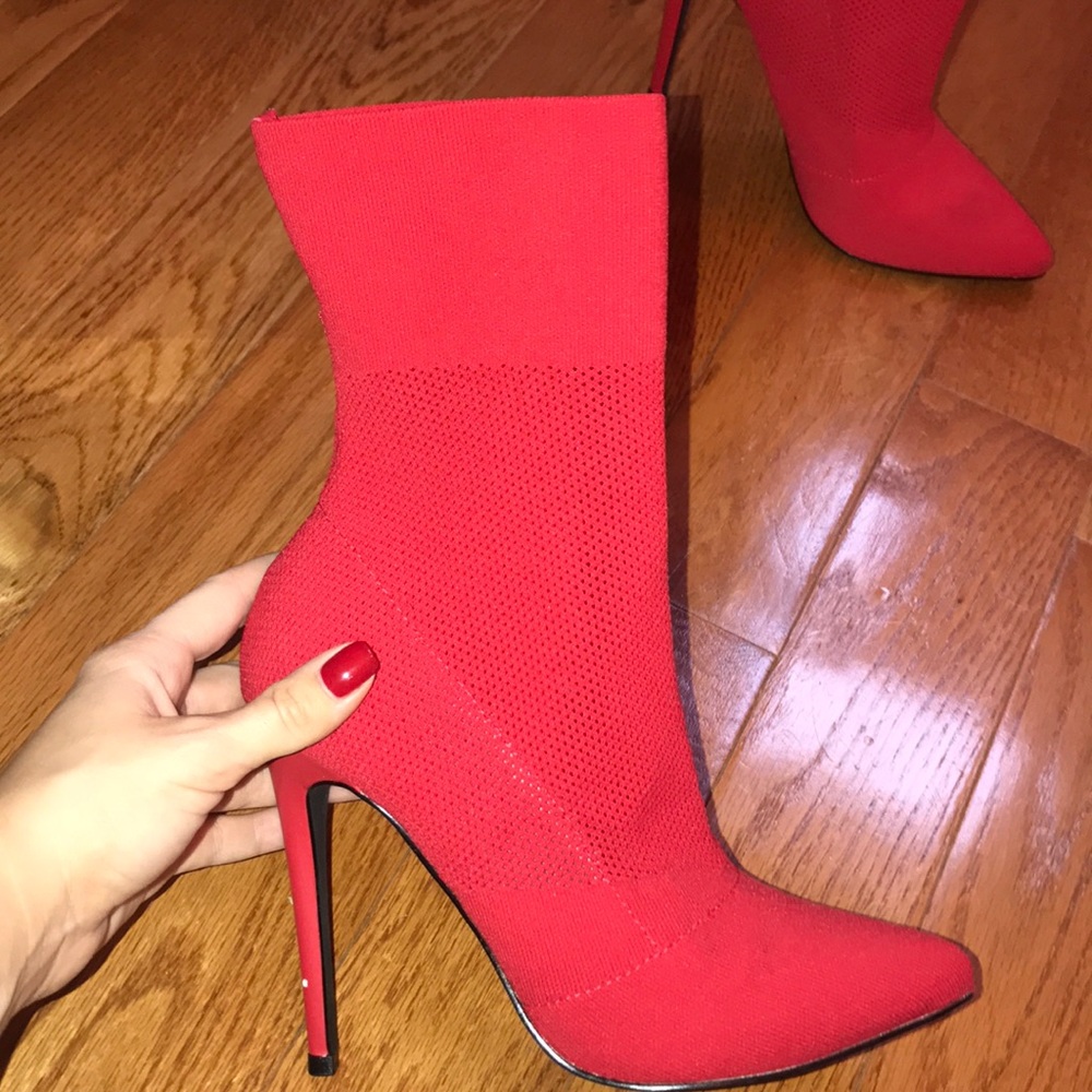 Red Steve Madden Sock Booties